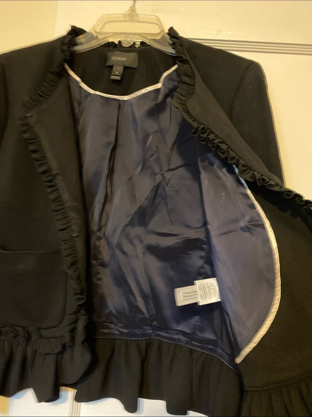 J. Crew ruffled black going out blazer peplum size 12 - Picture 12 of 16